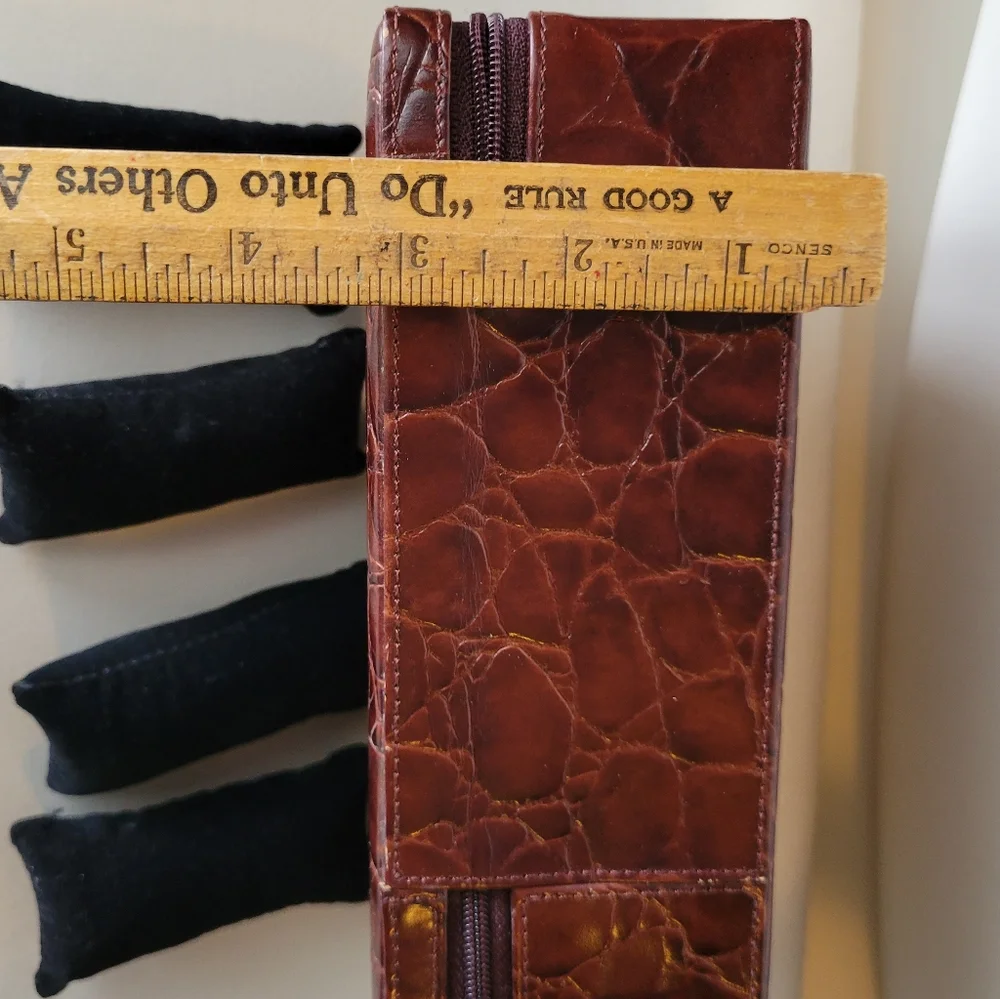 Faux Leather Croc Embossed Watch - Bracelet - Jewelry Storage Case ~ Unisex